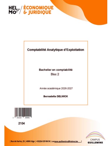 Comptabilité analytique...